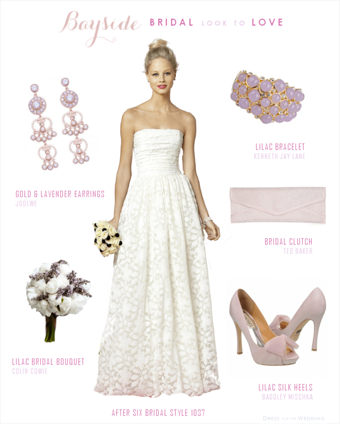 Lace Wedding Dress with Lavender Accessories
