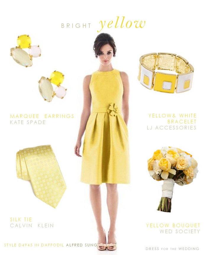 Bright yellow bridesmaid dress for a yellow wedding theme