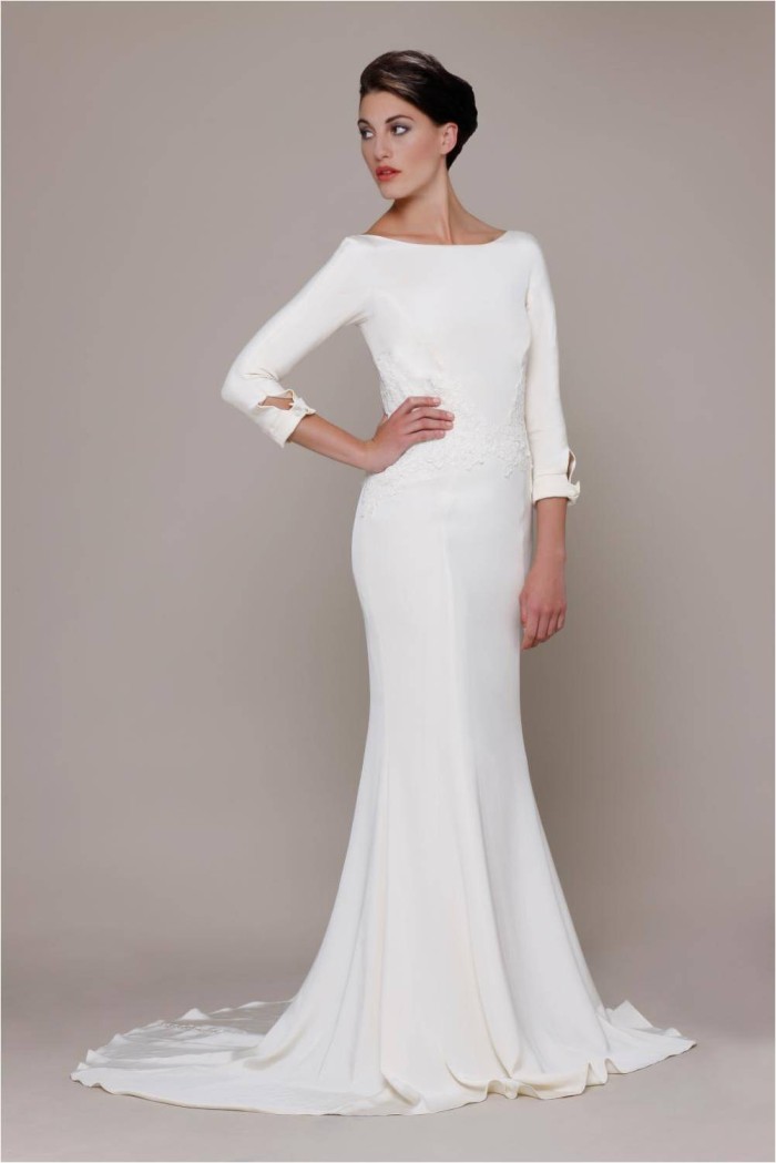 silk wedding dress long sleeve