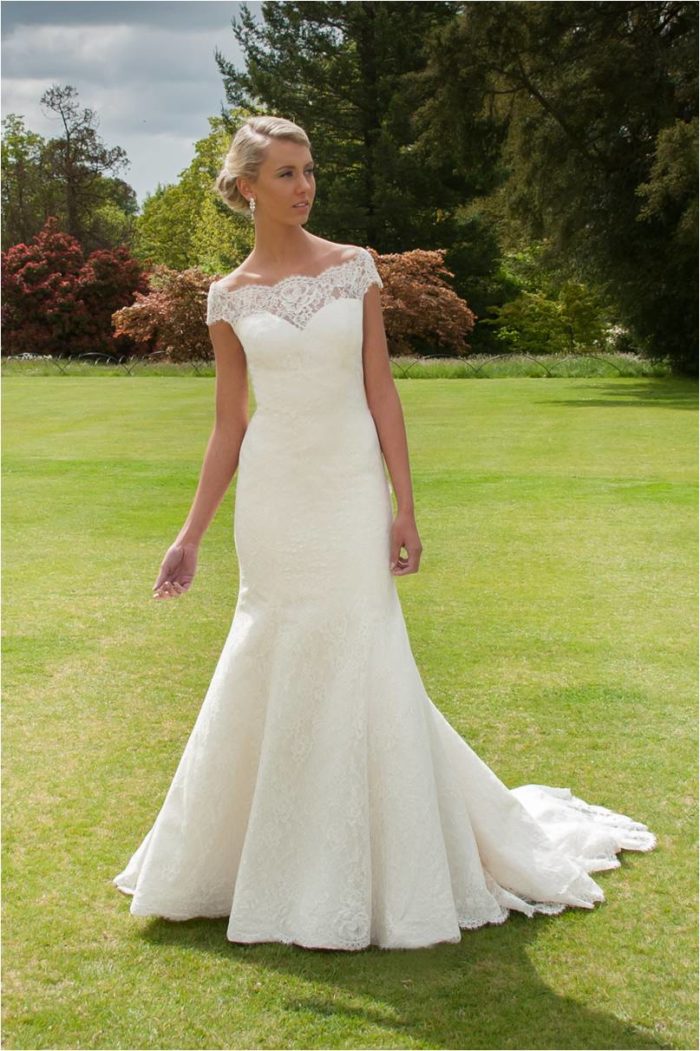 Skylar by Augusta Jones, a lace wedding dress with lace neckline and ...