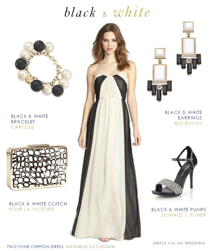 Black and White Formal Gown for a Bridesmaid