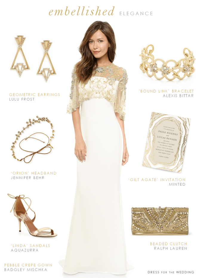 Wedding Dress with Gold Accessories