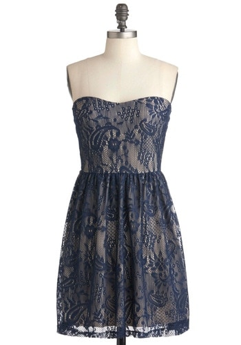 Blue Lace Cocktail Dress for a Wedding