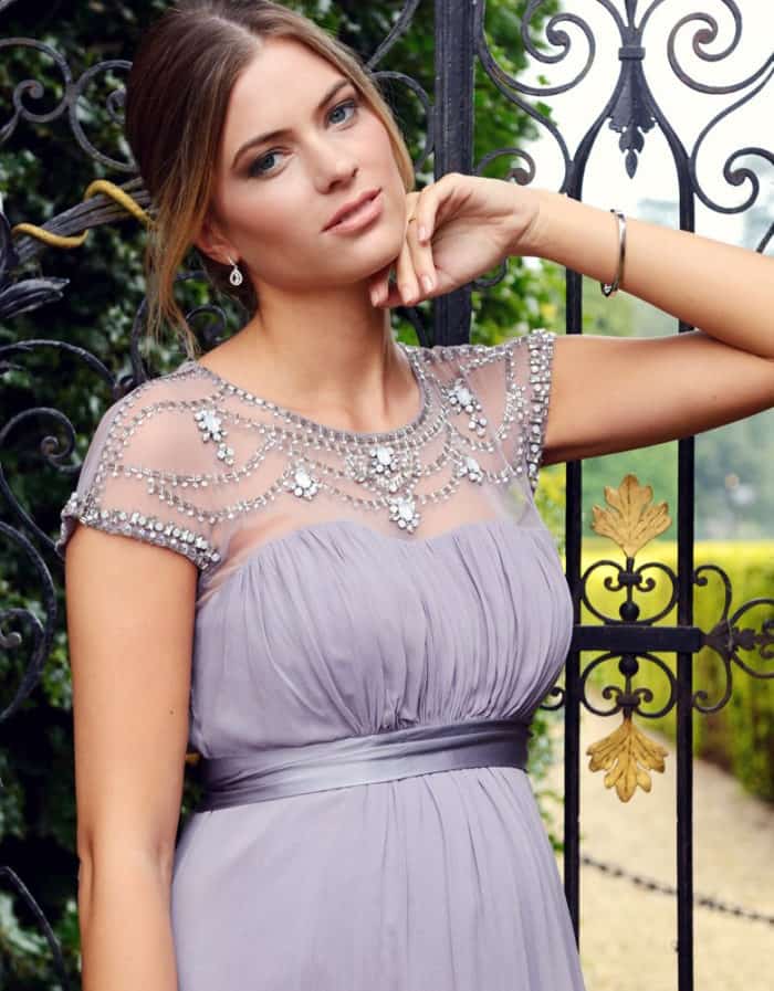 mauve special occasion maternity dress