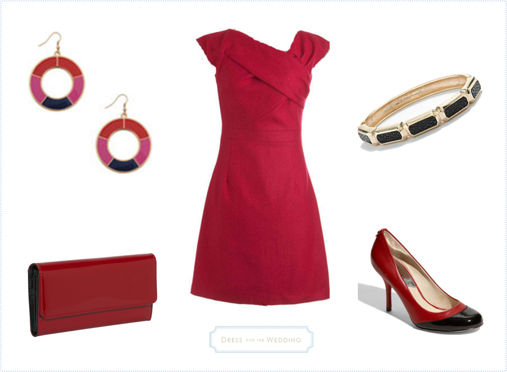 Red dress for fall wedding guest
