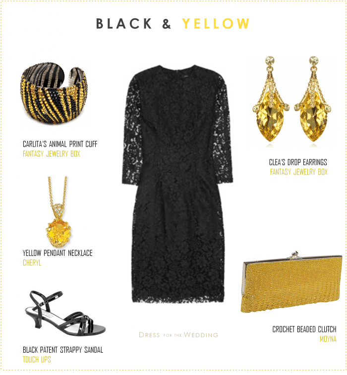 Black Lace Dress and Yellow Accessories