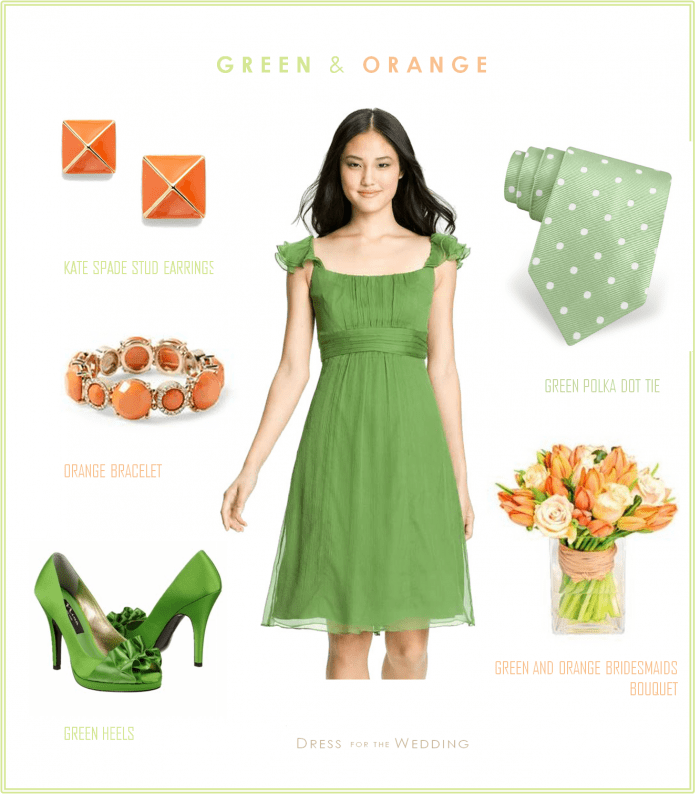 green and orange bridesmaid dresses