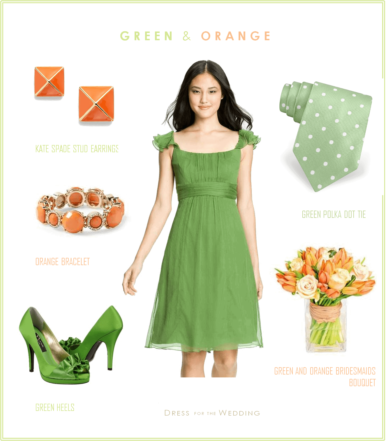 green and orange wedding dresses