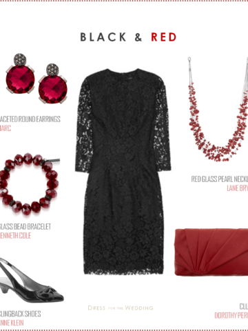 Black Lace Dress with Red Accessories