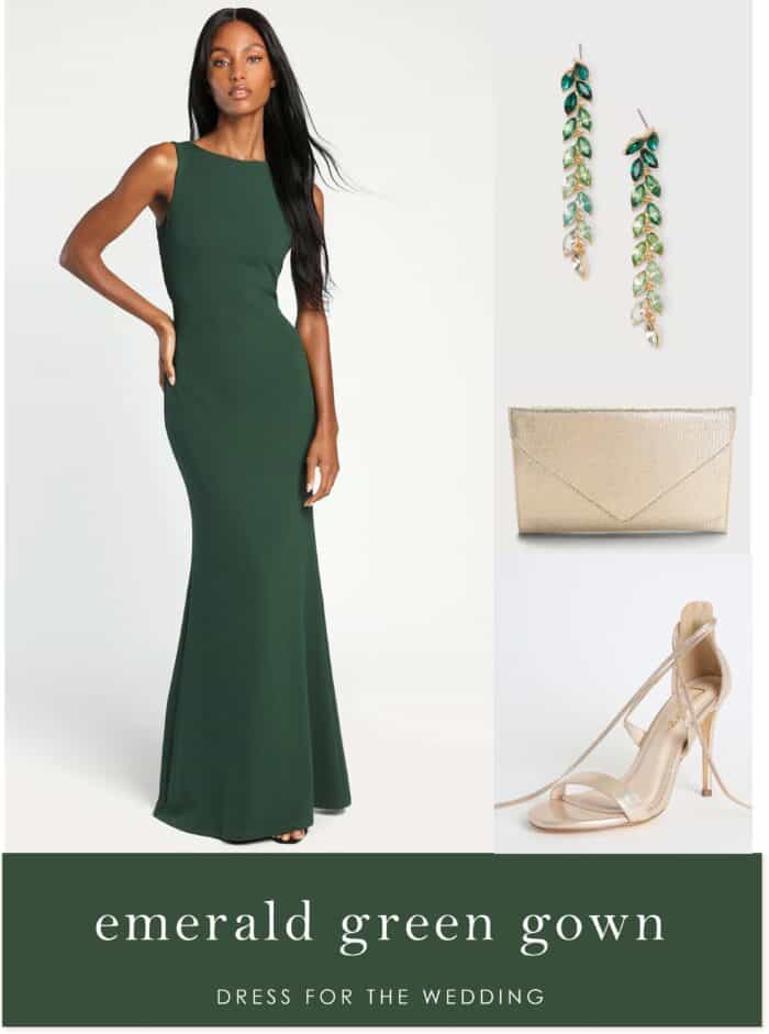 emerald green dress for wedding guest