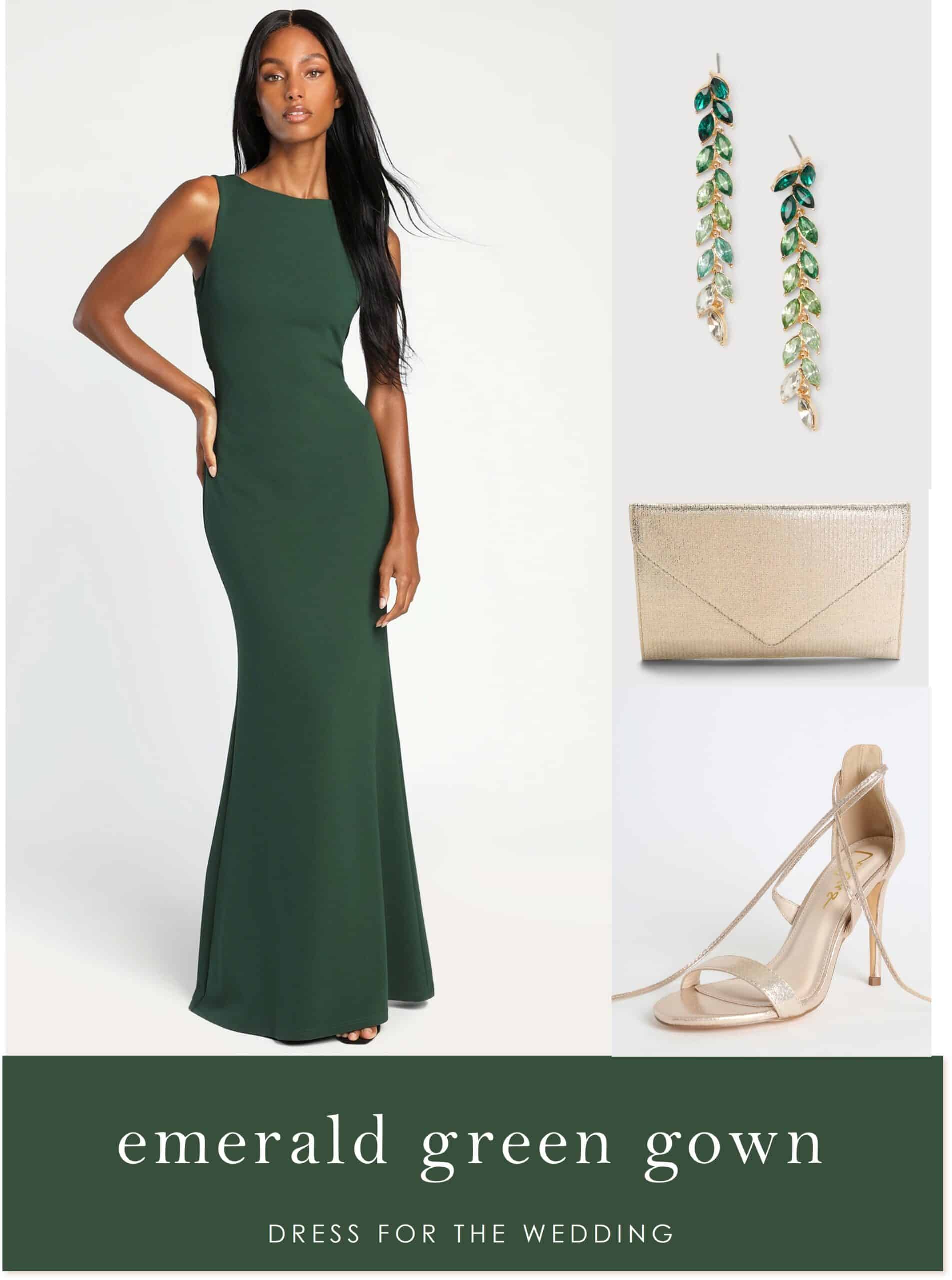 Emerald Green Silk Flared Wedding Guest Bridesmaid Dress Spaghetti Straps  Deep V Neck Floor Length Prom Dress платья вечернее