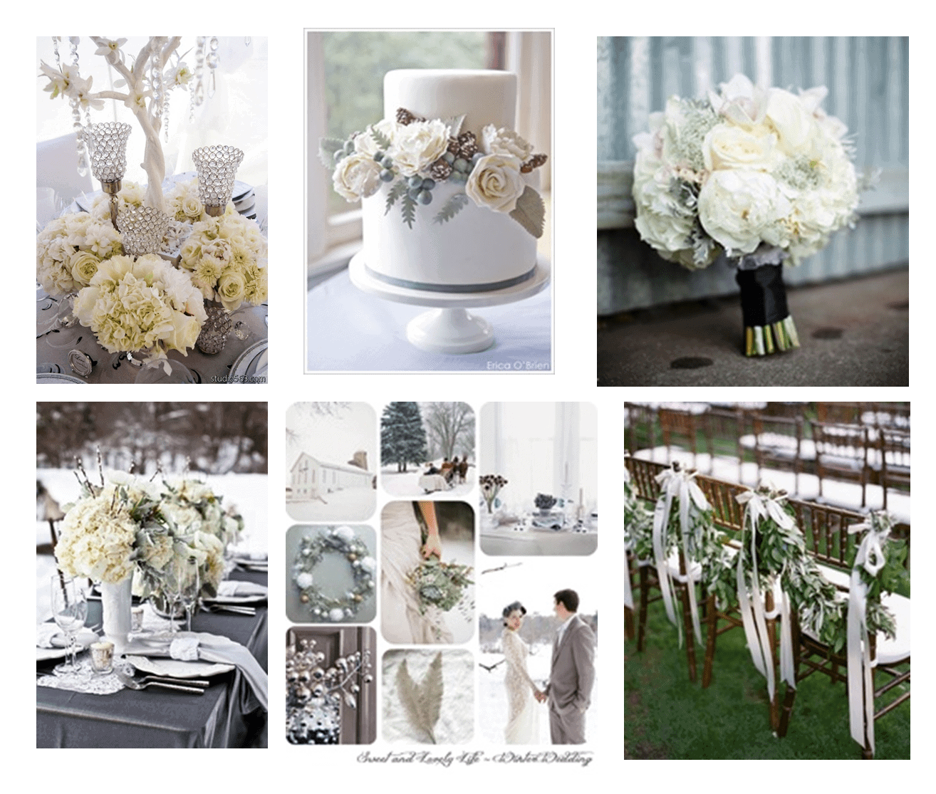 Silver, Gold and Green Wedding Colors