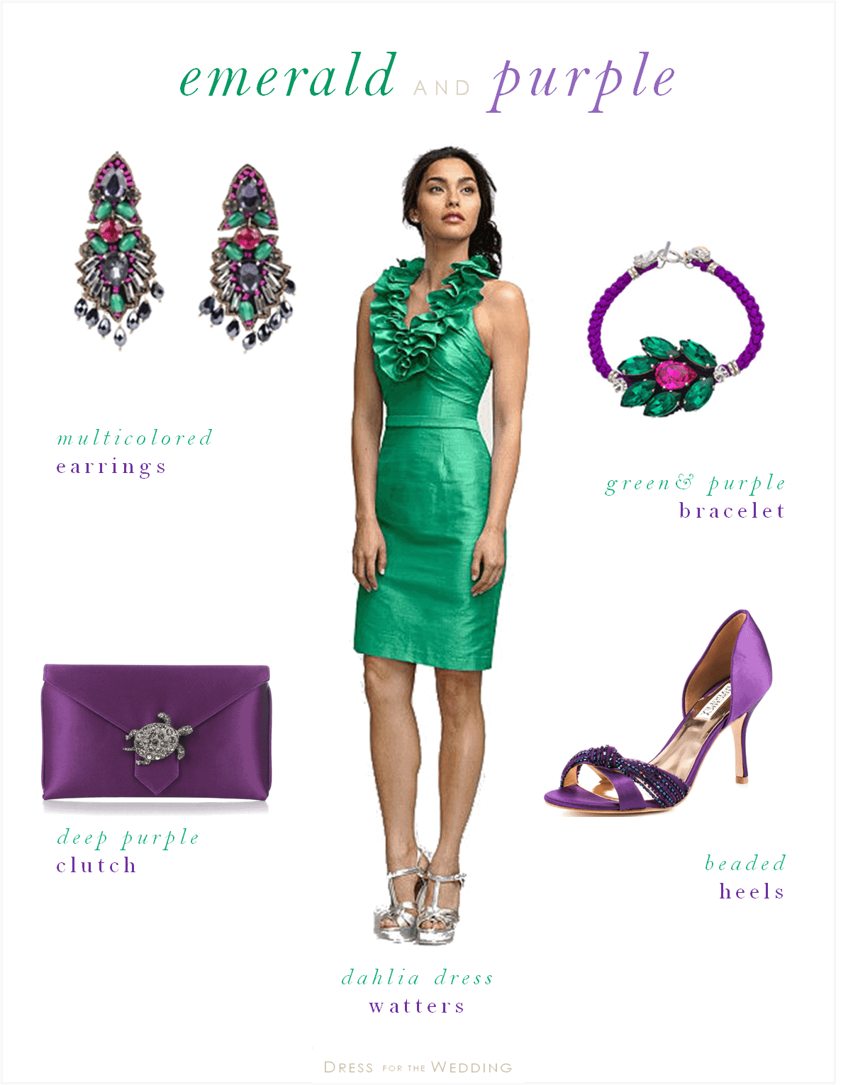 emerald green and purple dress