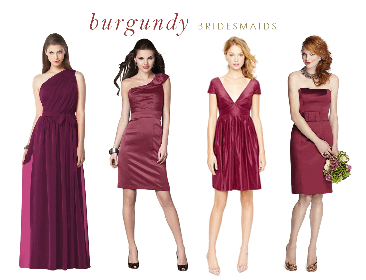 bridesmaids in burgundy