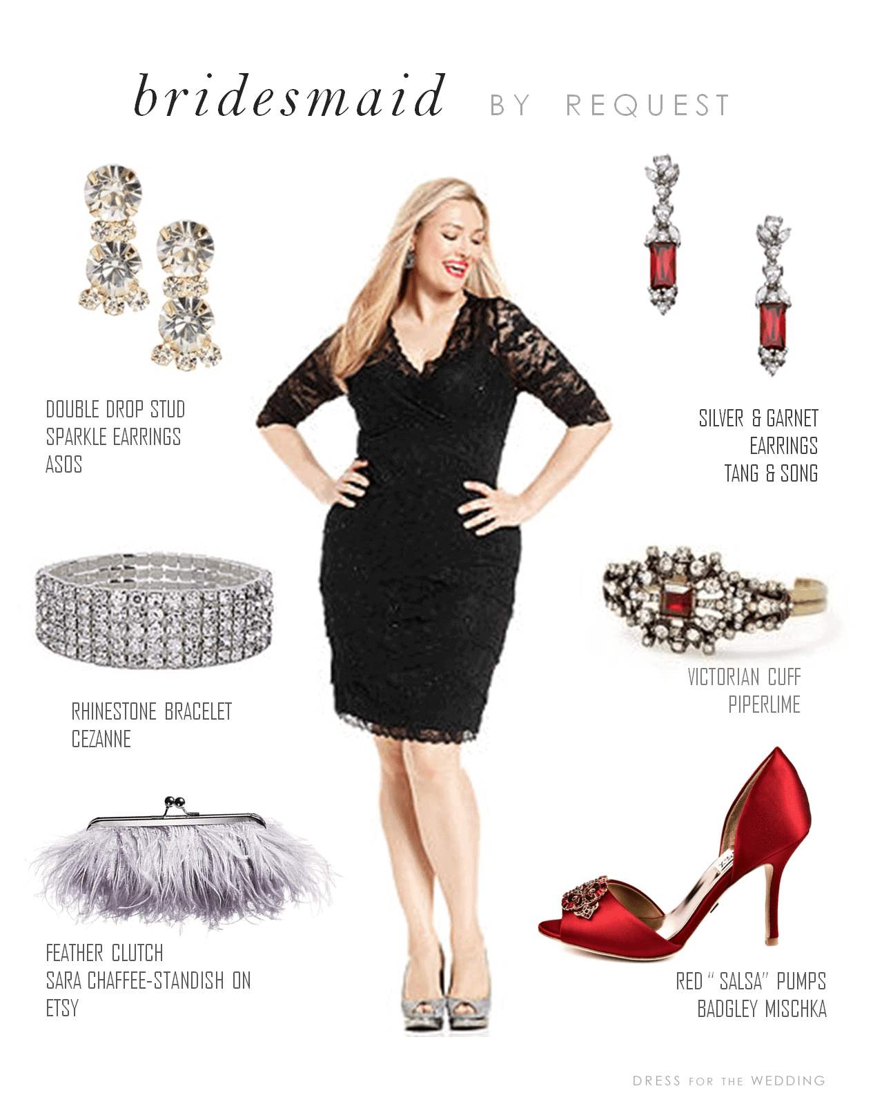 Make a name Passed Insightful Reader Request: Black Cocktail Dress with Red Shoes and Accessories
