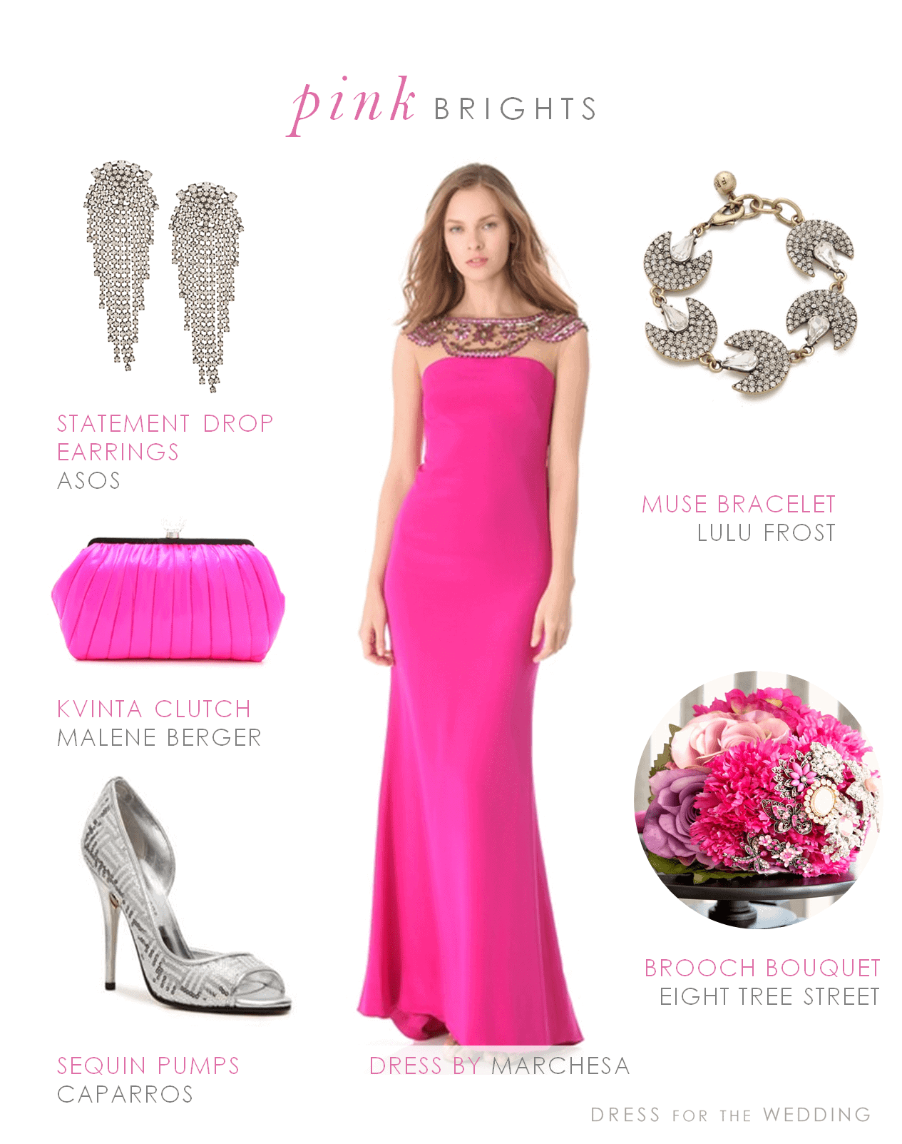 Hot Pink Formal Gown Inspired by EightTreeStreet Modern Florals