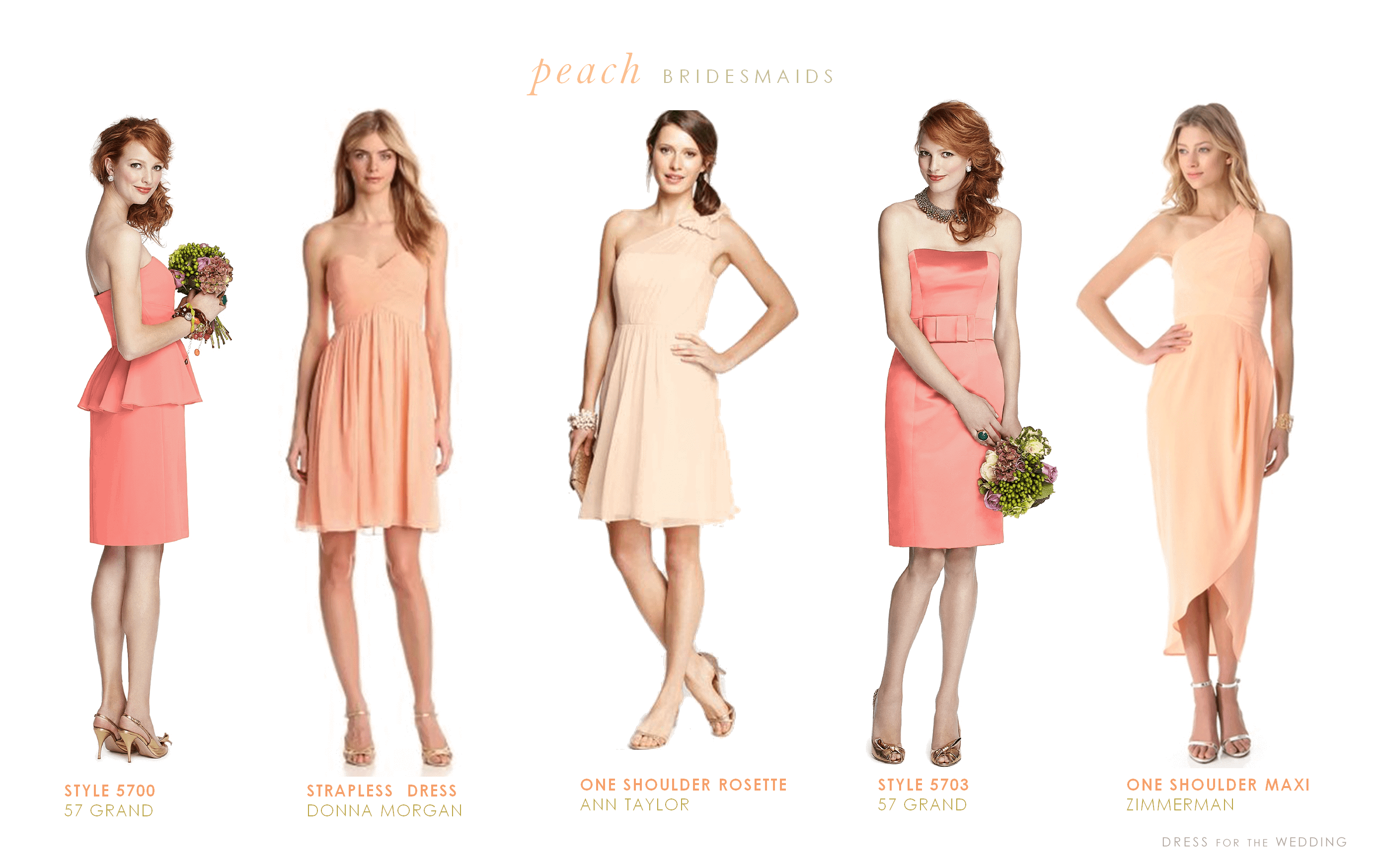 Peach Bridesmaids' Dresses