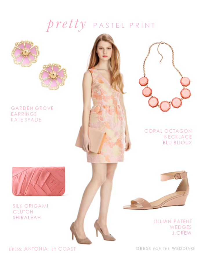 Peach Pink Floral Pastel Print Dress