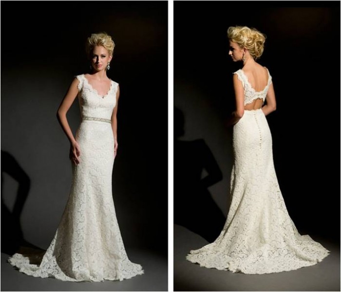 Eugenia Couture Lace keyhole back eco-friendly wedding gowns