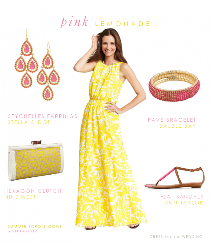 Yellow Dress with Pink Accessories