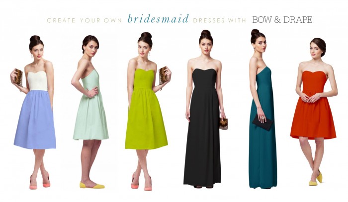 bow and drape bridesmaid dresses