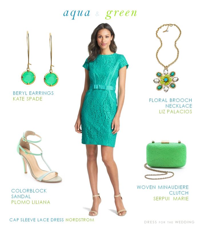 Aqua and Green Dress for a Wedding Guest
