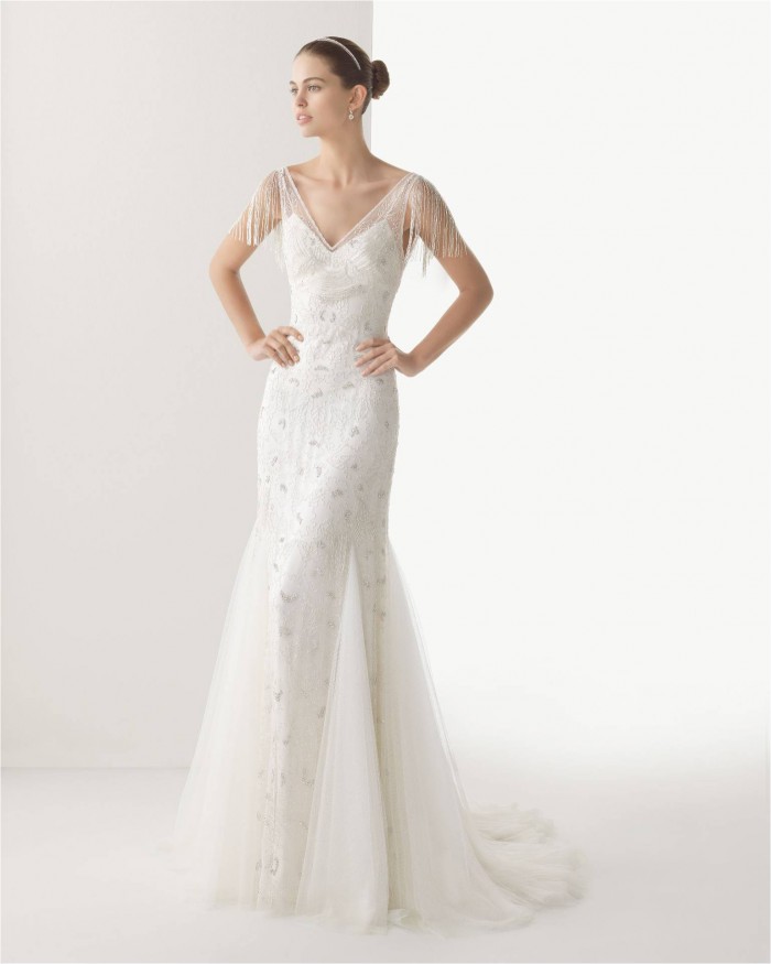 Clio by Rosa Clara A beaded Gatsby style wedding gown