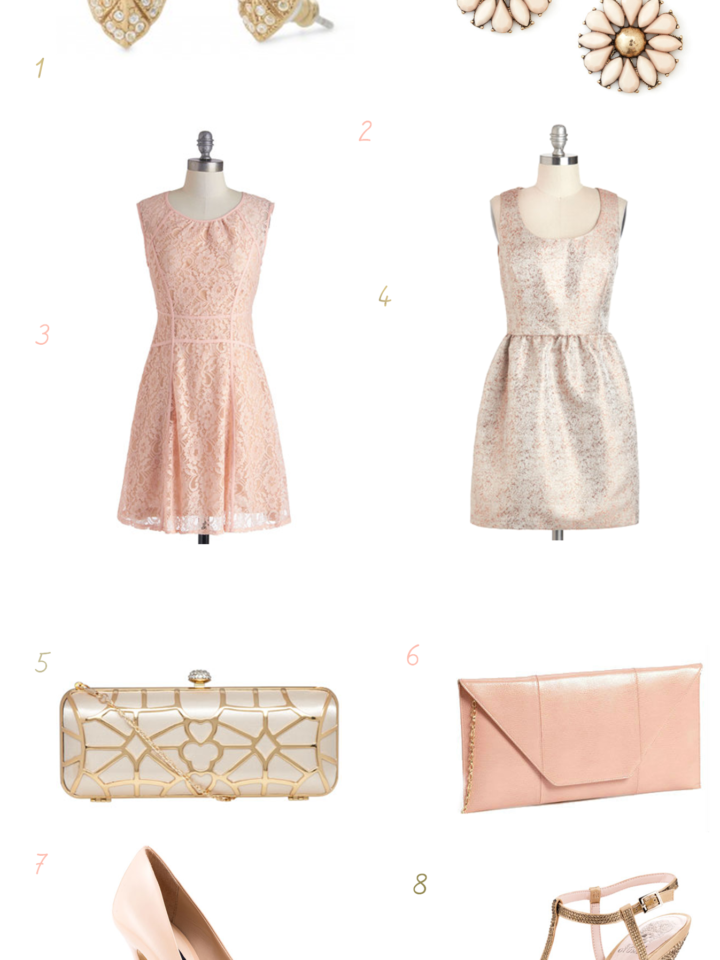blush and gold outfit