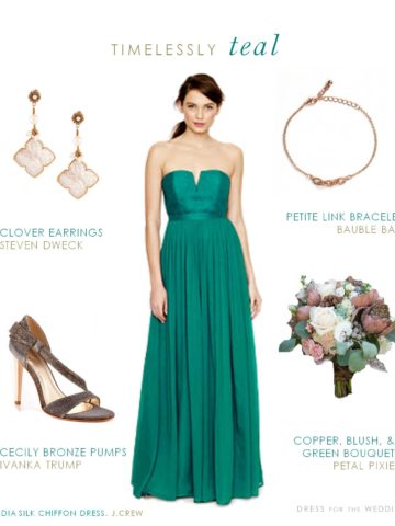 Long Teal Bridesmaid Dress for a Wedding