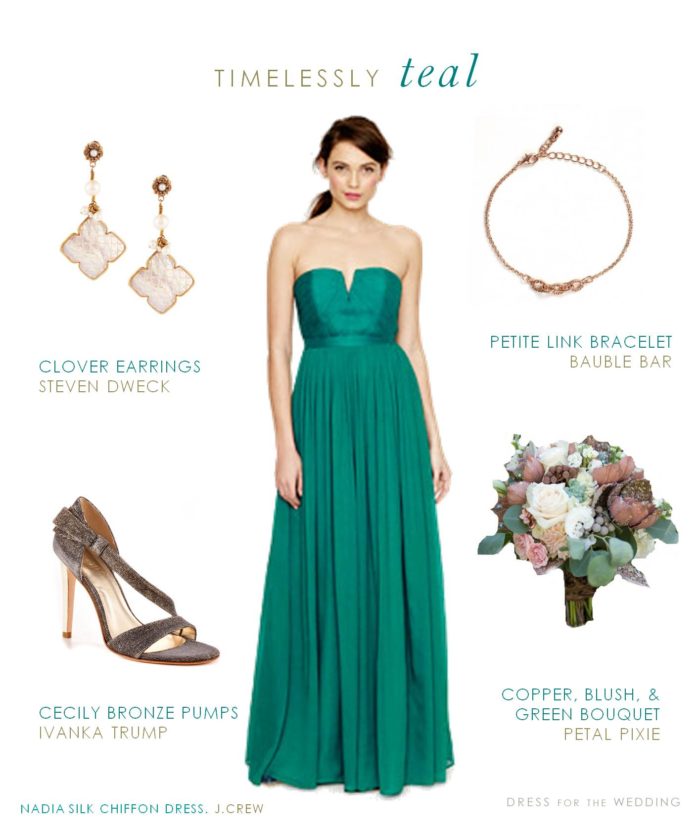 Long Teal Bridesmaid Dress for a Wedding