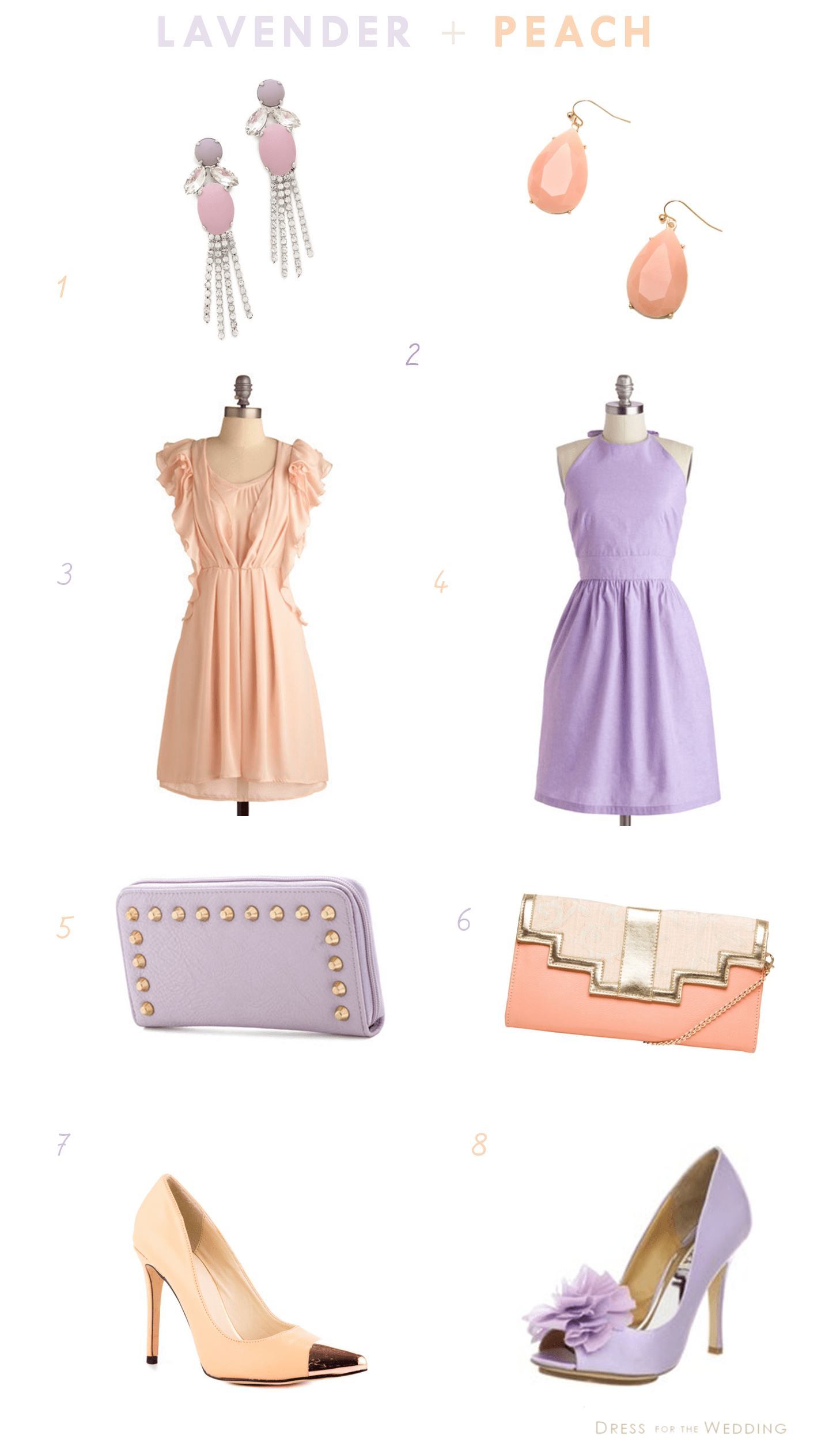 peach and lavender bridesmaid dresses