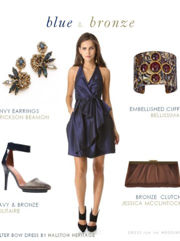 avy blue and bronze dress for a wedding