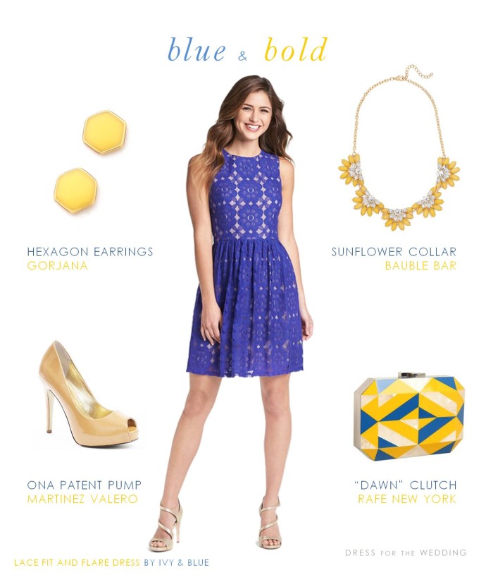 Cobalt Blue Dress with Yellow ...