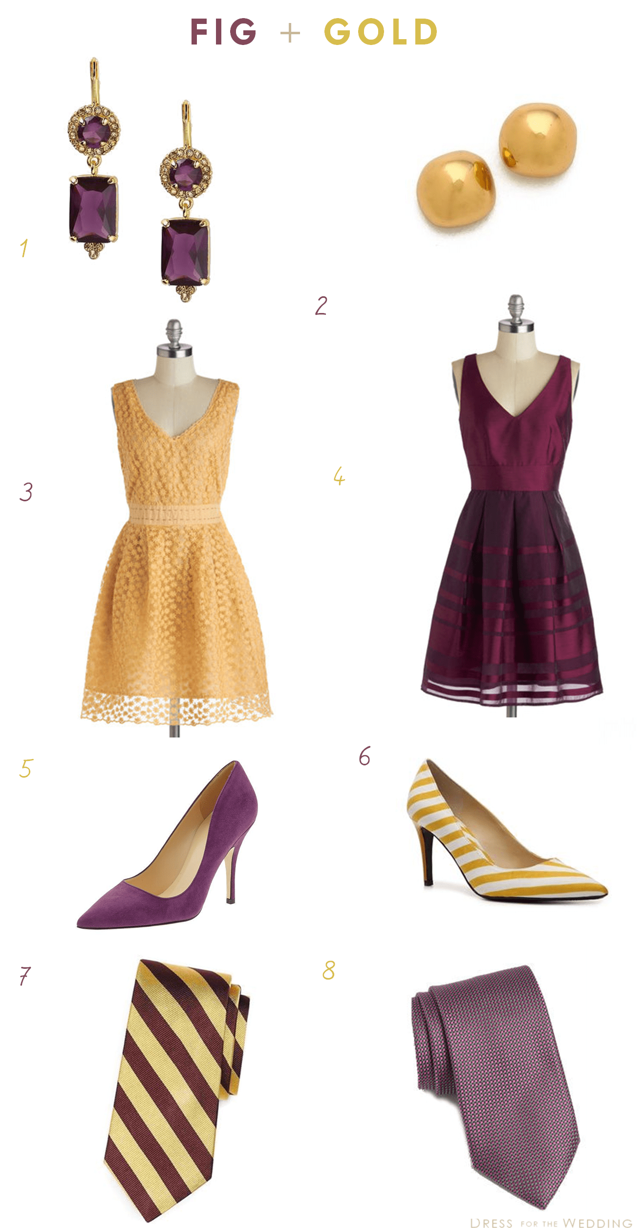 Purple dress with gold accessories hotsell