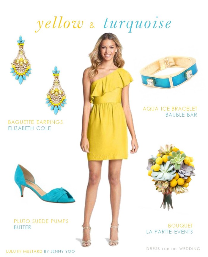 Yellow Dress and Turquoise Accessories