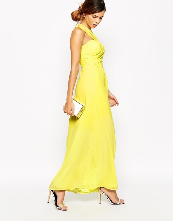 yellow maxi bridesmaid dress