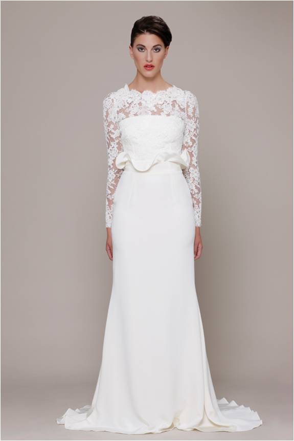 lace and ruffled waist Elizabeth Stuart Bridal