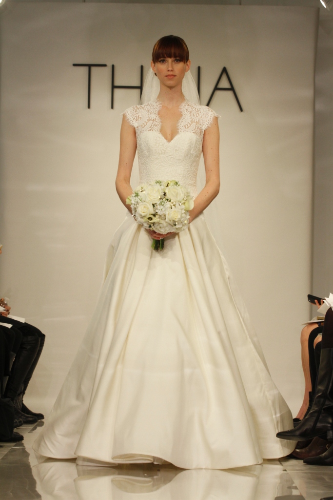 Bernadette by Theia Lace Bodice Wedding Dress