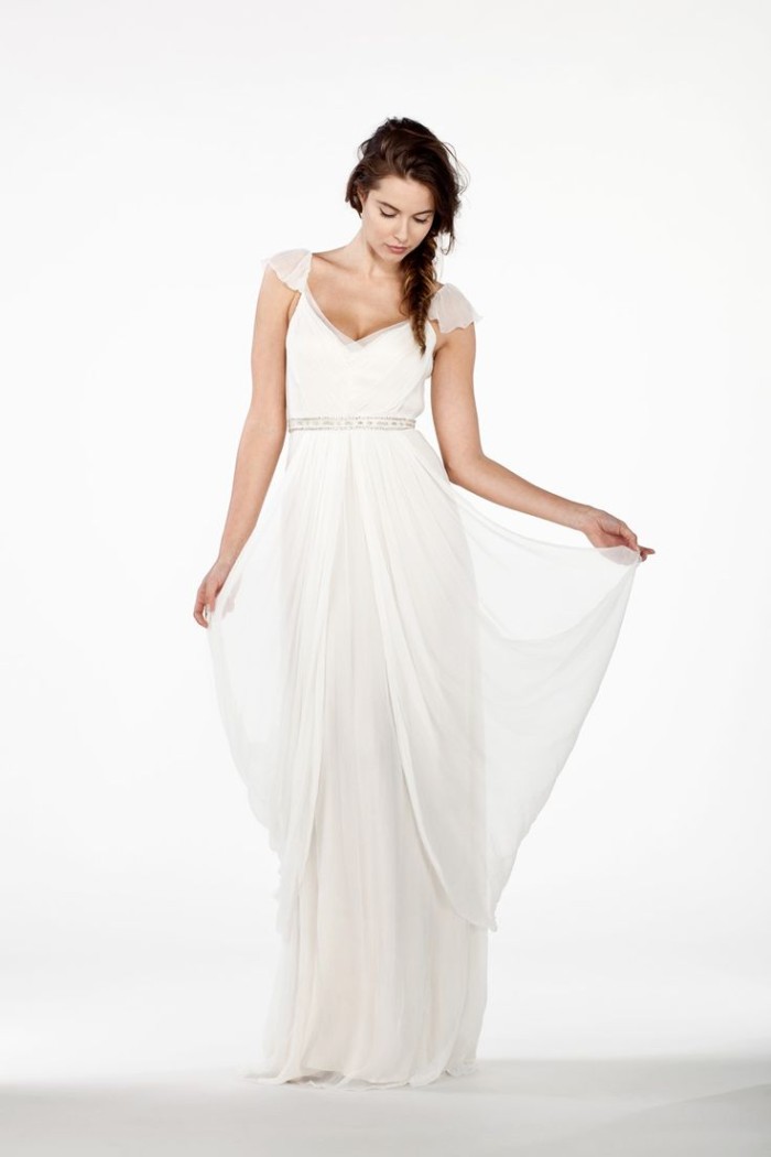 Cap Sleeve Wedding Dress by Saja 2014 Collection Style HB6365