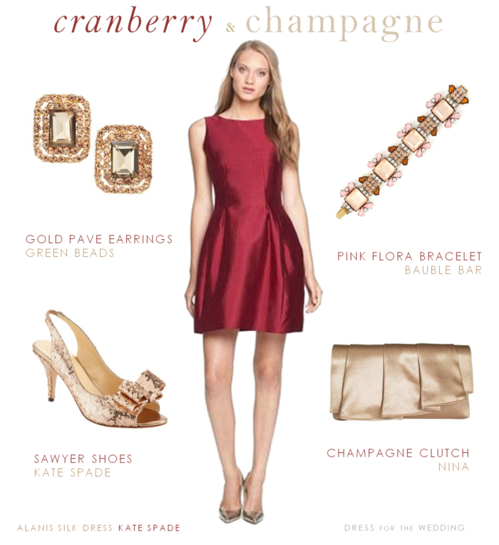 Cranberry Dress and Champagne Accessories Cranberry and Champagne