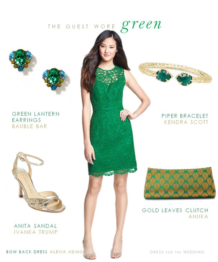 Green Bow Back Dress for a Wedding
