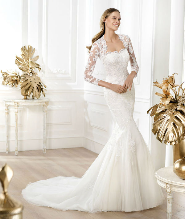 Lanete by Pronovias Lace Long Sleeve Wedding Dress
