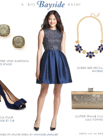 Blue SequinTop Fit and Flare Dress