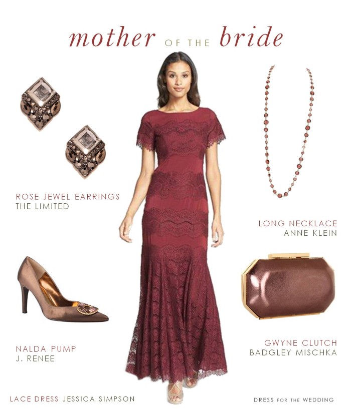 Burgundy Lace Dress for Mother of the Bride