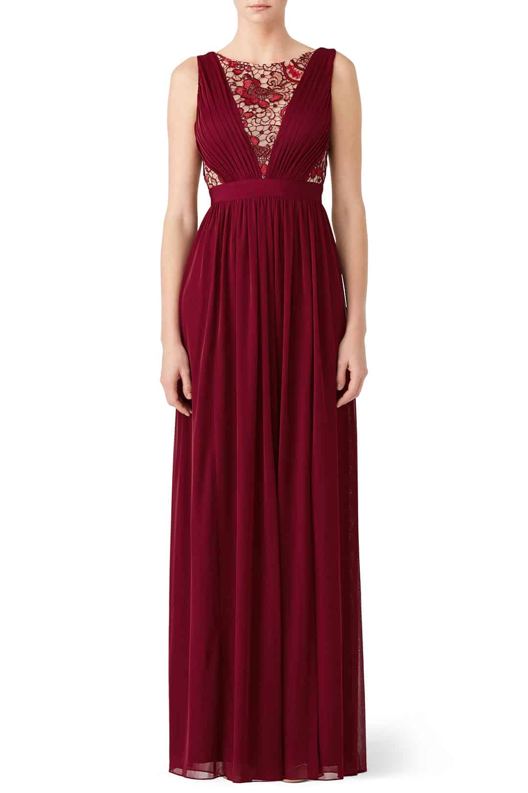 deep red formal gown