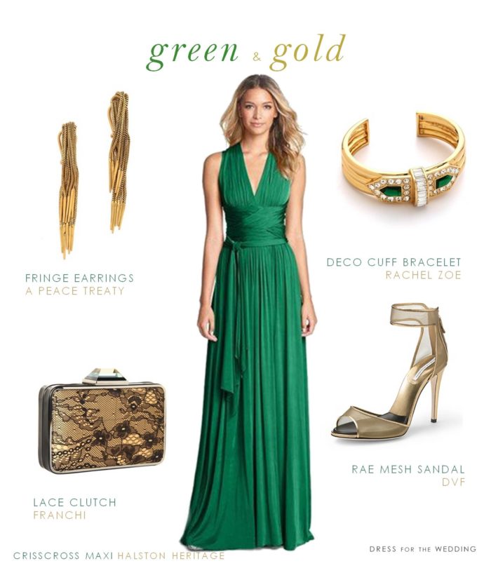 green and gold wedding look