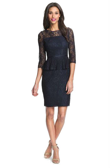 long sleeve lace peplum dress