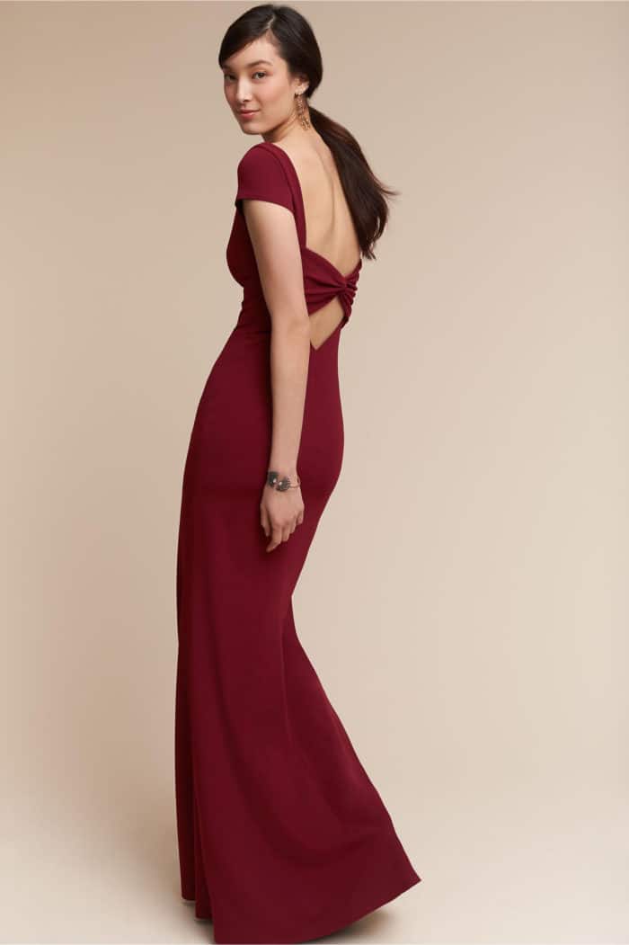 formal red gown for a wedding