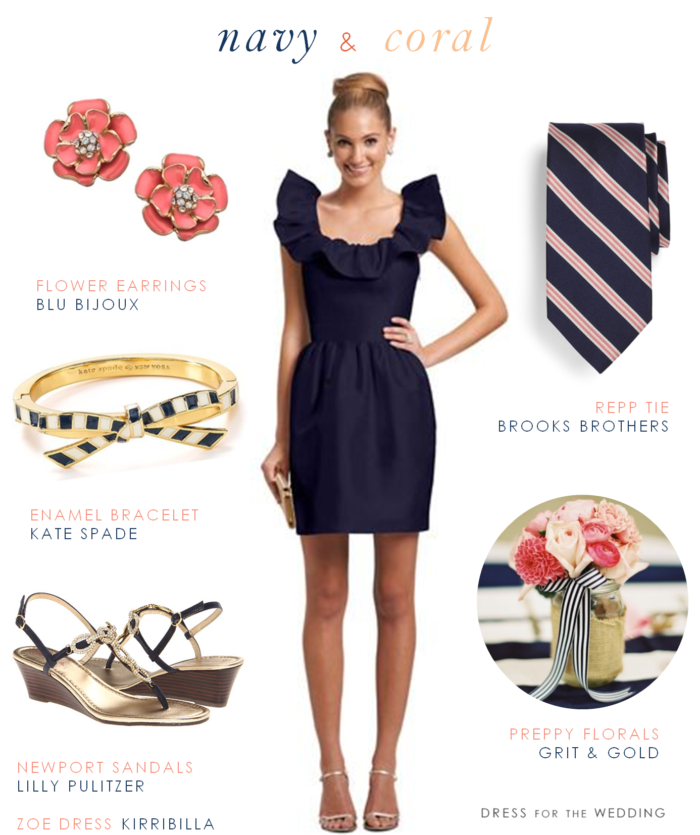 Navy and Coral Bridesmaid Look