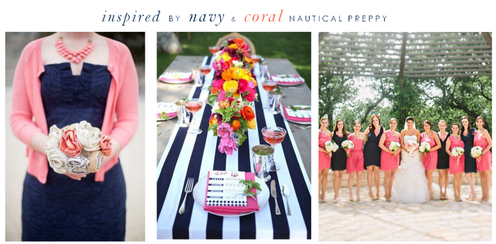 navy and coral wedding